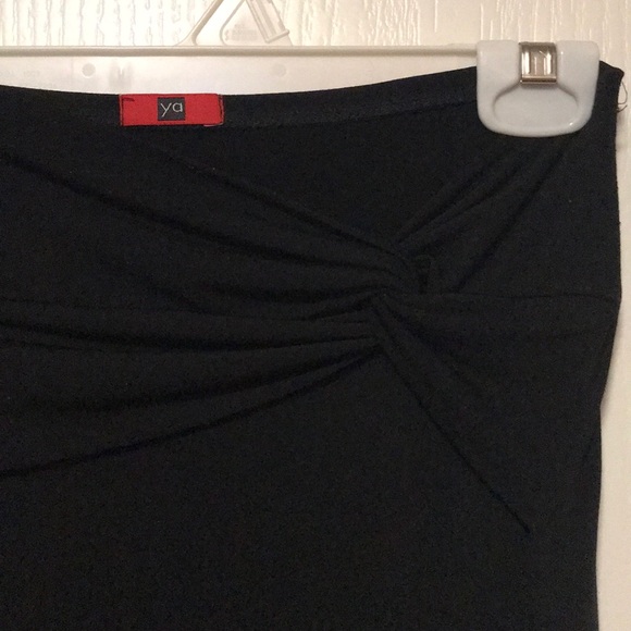 Long Black Stretch Skirt with Side Knot & Slit - Picture 2 of 3